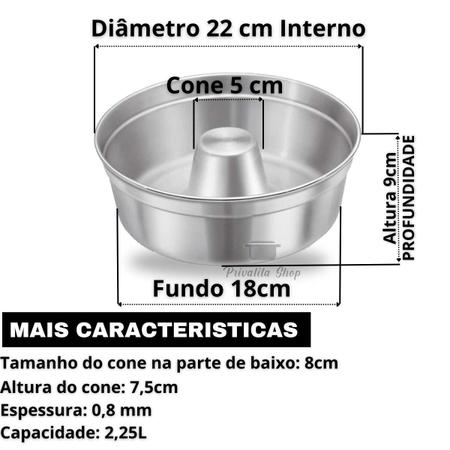 Imagem de Kit 10 Formas N 22 Bolo Pudim padaria redonda com furo