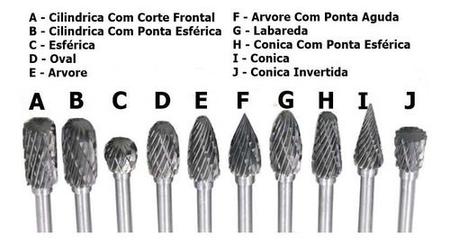 Imagem de Kit 10 Fresas Lima Tungstenio Escariar Metal Ferro Aço Broca