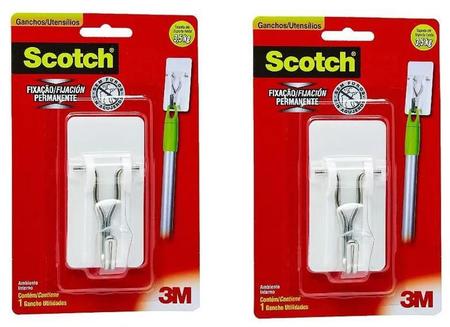 Imagem de Kit 10 Gancho Adesivo Scotch 3M Utensílios Suporta Ate 3,5Kg