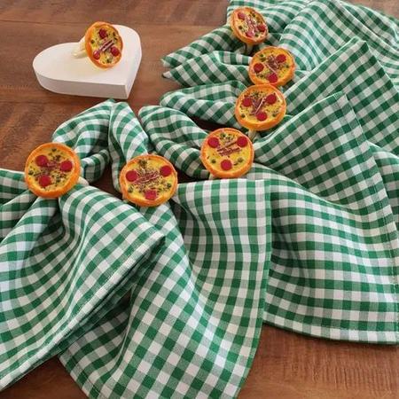 Kit 10 Guardanapos Xadrez Verde em tecido pizza italiano - Criarte