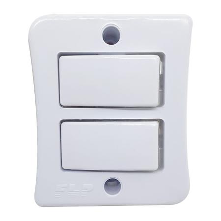 Imagem de Kit 10 Interruptor Simples 2 Teclas 10A Externo Sobrepor Com Placa Espelho Branco Linha Viena Bivolt 127v e 250v