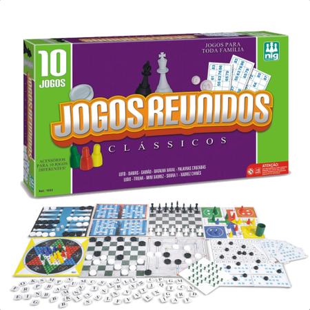 Kit 10 Jogos Clássicos Reunidos Xadrez Damas Ludo Batalha Naval