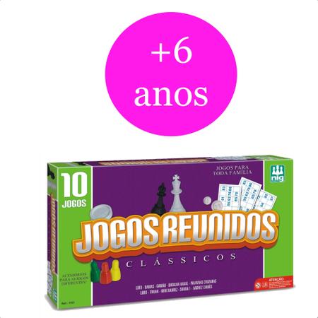 6 Jogos Reunidos - Dama Trilha Ludo Xadrez + 2 Jogos - Nig Brinquedos - Jogo  de Dominó, Dama e Xadrez - Magazine Luiza