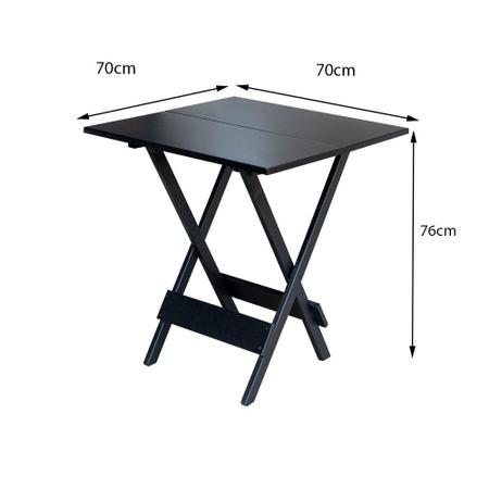 Imagem de Kit 10 Jogos de Mesa com 4 Cadeiras de Madeira Dobravel 70x70 Ideal para Bar e Restaurante - Preto