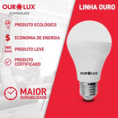 Imagem de Kit 10 Lampada LED Bulbo 12 watts Bivolt 3000k Branco Morno OUROLUX