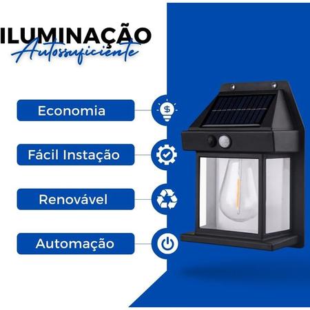 Imagem de Kit 10 Lâmpada Vintage Solar Sensor e Acendimento Automático