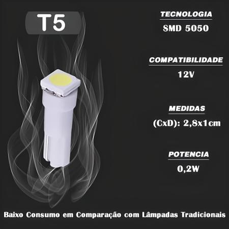 Imagem de Kit 10 Lâmpadas de Led Pinguinho 1 Led T5 Painel Carro Moto Azul Amarelo Branco Vermelho Verde