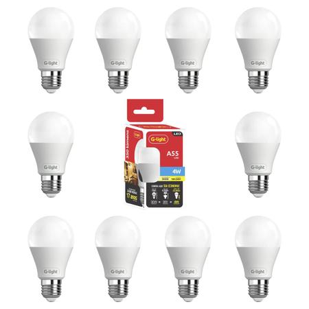 Imagem de Kit 10 Lâmpadas LED A55 4w 3000k Branco Quente - G-light
