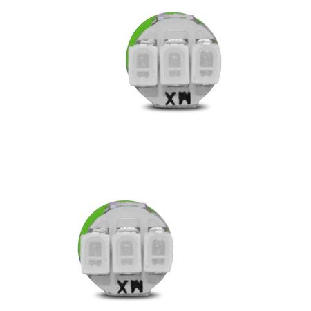 Imagem de Kit 10 Lâmpadas LED Pingo Esmagadinha T5 3 LEDs 0,6W 12V Luz Verde Aplicação no Painel Reposição