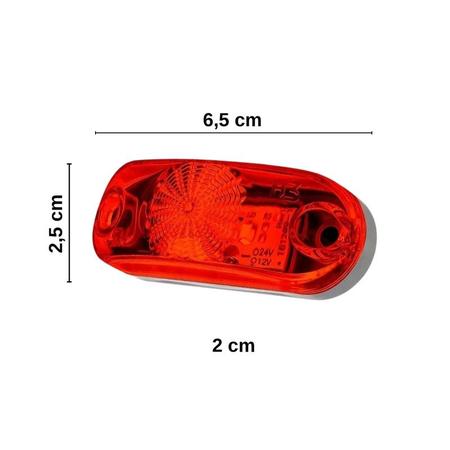 Imagem de Kit 10 Lanternas Delimitadoras Traseiras Âmbar LED 65mm Carreta Caminhão Baú H3