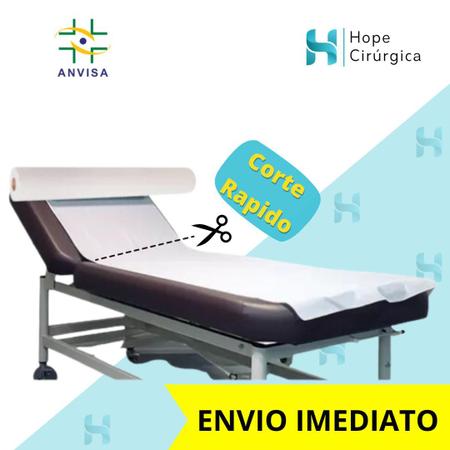 Imagem de Kit 10 Lençóis Descartáveis de Papel Hospitalar para Maca 50x50 cm cada rolo