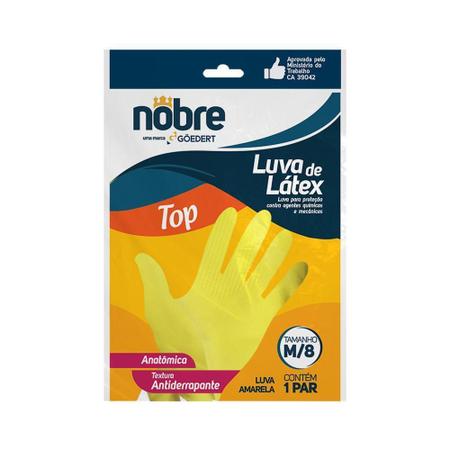 Imagem de Kit 10 Luvas Borracha/Latex M/8 Amarela Top Ca 47259- Nobre