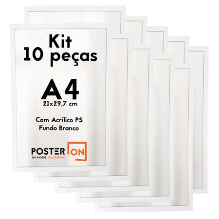 Imagem de Kit 10 Molduras ISO A4 21x29,7cm  Com acrílico PS - Fundo Branco