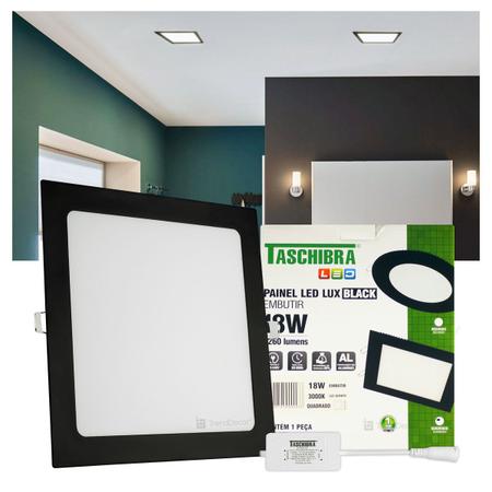 Imagem de Kit 10 Painéis LED Taschibra LUX Black 18W Quadrado Embutir