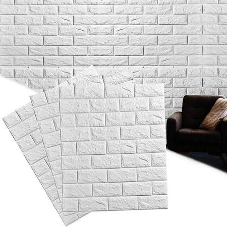 Imagem de Kit 10 Papel de Parede Adesivo Tijolinho Branco Decoração Casa