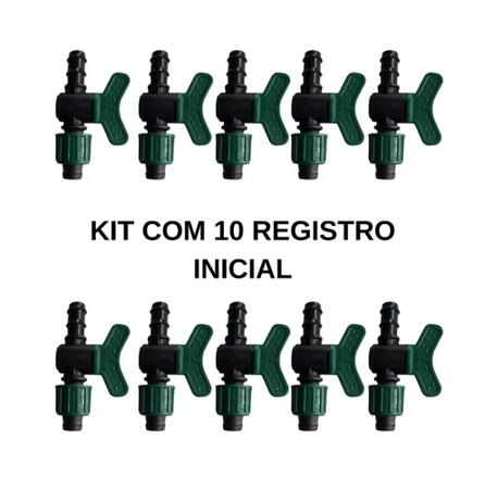 Imagem de Kit 10 Peças de Registro Inicial 16mm Com Trava Tubo Fita Gotejamento