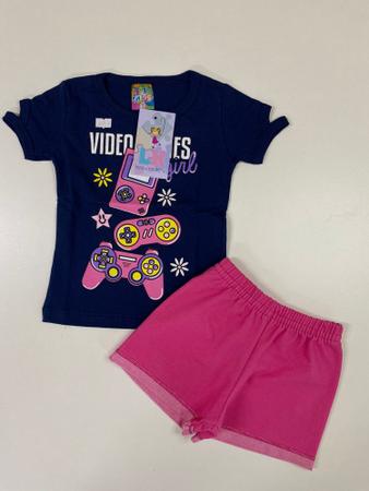 Imagem de Kit 10 peças de Roupas Infantil Feminina 5 Camisetas+5 Shorts