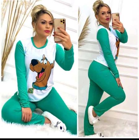 Imagem de Kit 10 Pijama Longo Feminino Adulto Malha Manga Comprida Calça Lingerie Íntima Feminina Confortável Dormir  Inverno Frio