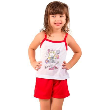 Imagem de Kit 10 Pijamas Infantil Curto Vekyo Modas Menina Roupa de Criança Short e Regata Alça Malha