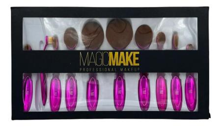Imagem de Kit 10 Pinceis Maquiagem Oval Profissional - Magicmake