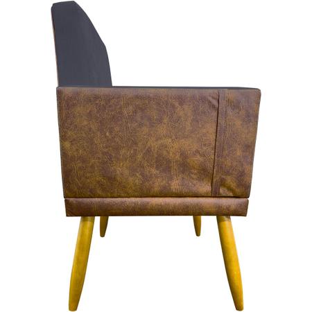 Imagem de Kit 10 Poltronas Decorativas Lis material sintético e Linho Cores Pé Palito 30 Cm Castanho