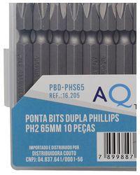 Imagem de Kit 10 pontas bits duplas philips 65mm  aquatools pbd-phs65
