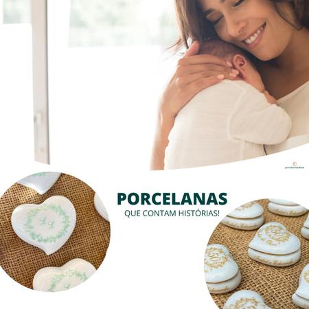 Imagem de Kit 10 Porta Joia Grande Coração 7cm Porcelana Branca Lembrancinha de Maternidade Menina