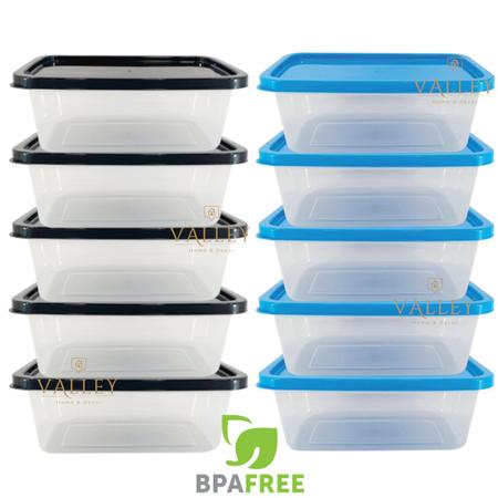 Imagem de Kit 10 Potes 1,5 Litros BPA Free com Tampa Azul e Preto