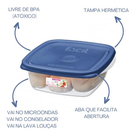 Imagem de Kit 10 Potes Plástico Sanremo 530ml Leve 10 Pague 08 Cozinha Marmita Micro-ondas Freezer Hermético