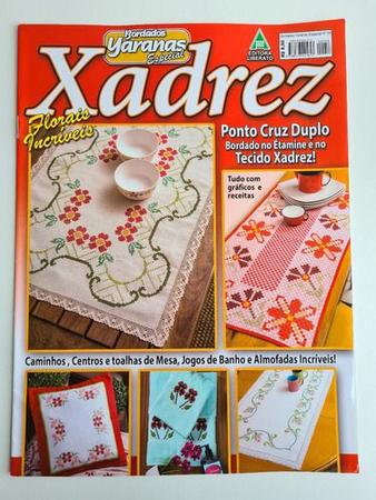 Kit 5 Revistas Bordado Tecido Ponto Xadrez & Crochê