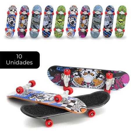 Kit 10 Skate Dedo Profissional C/ Lixa Rolamento Fingerboard