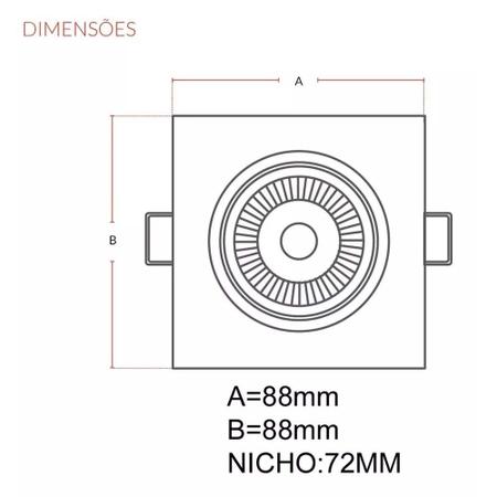 Imagem de Kit 10 Spot Led Embutir 5w Quadrado 6500k branco frio Avant