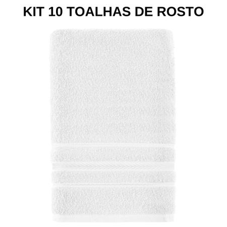 Imagem de Kit 10 Toalhas de Rosto Branca para Salão e Barbearia Básica 100% Algodão