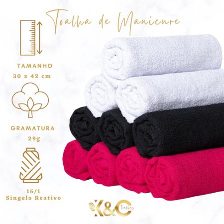 Imagem de Kit 10 Toalhas Lavabo Manicure - 100% algodão