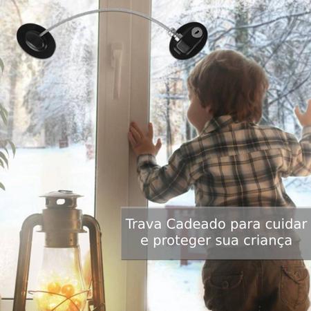 Imagem de Kit 10 Trava Resistente Chave Segurança Garantida Preto Criança Janela Geladeira Armário Forno