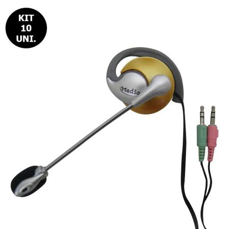 Imagem de Kit 10 Uni. Fone de ouvido com microfone P2 Home Office Computador Notebook Jogos Headset