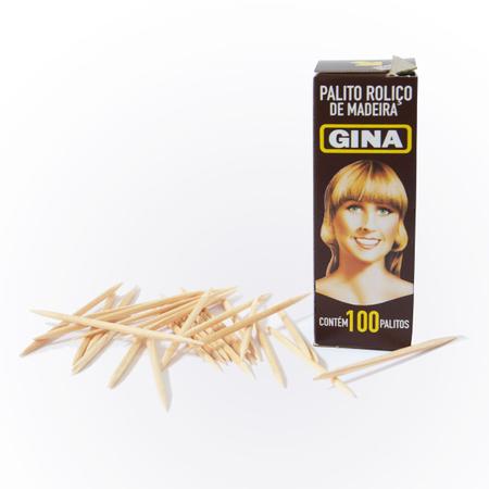 Kit 100 caixas de Palitos de Dentes Roliços de Madeira Gina 100 un