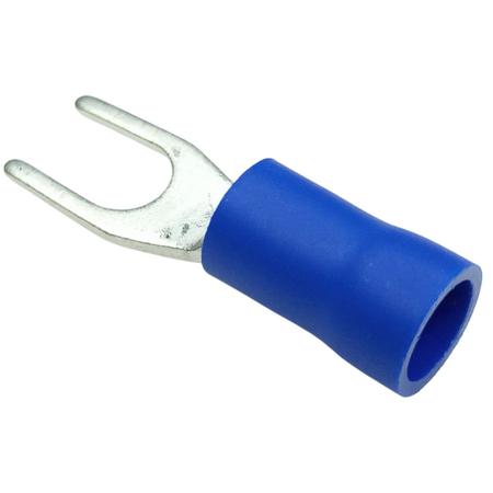 Imagem de Kit 100 Peças Terminal Conector Elétrico Forquilha Garfo Pré Isolado Azul Cabos 1,0mm a 2,5mm M4