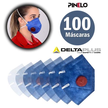 Imagem de Kit 100 Respirador Valvulado Delta Plus Proteção PFF1 CA 38501