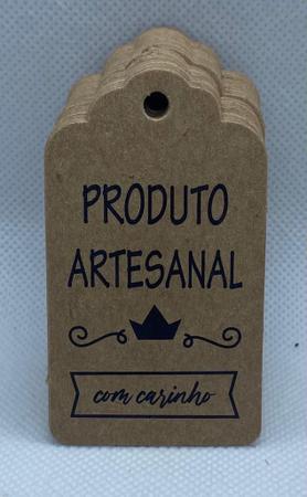 Imagem de Kit 100 Tags Kraft Produto Artesanal Com Cordão Incluso