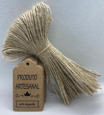 Imagem de Kit 100 Tags Kraft Produto Artesanal Com Cordão Incluso