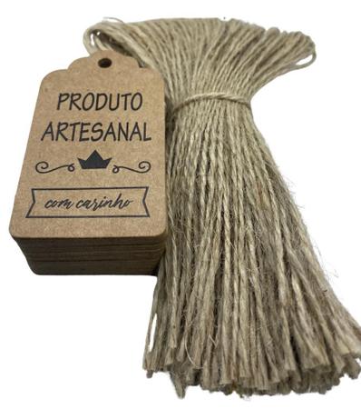 Imagem de Kit 100 Tags Kraft Produto Artesanal Com Cordão Incluso