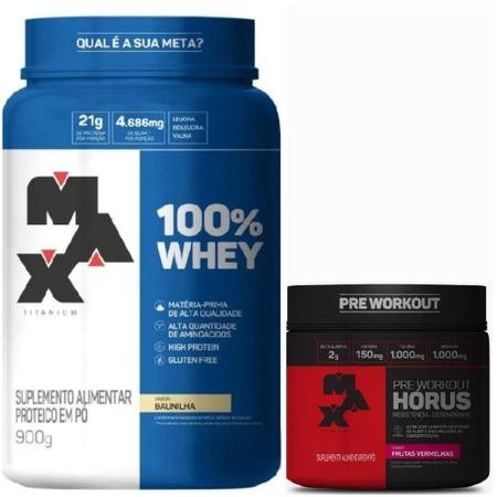 Imagem de Kit 100% Whey Pote 900G Baunilha + Hórus 300G Frutas