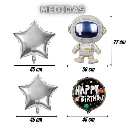 Imagem de Kit 105 Balões Metalizado Tema Astronauta Espaço Cola+fita