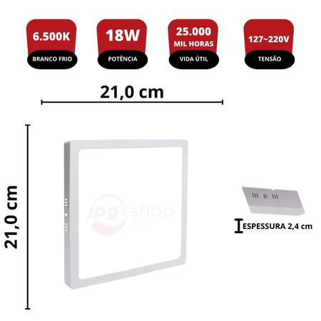 Imagem de Kit 10X Plafon Painel Led 18w Branco Frio Quadrado Sobrepor