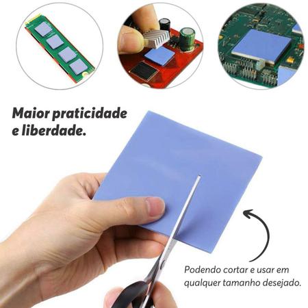 Imagem de Kit 10x Thermal Pad Almofada Térmica 10cm x 10cm (100mm x 100mm) x 3mm Para BGA VGA VRM Cor: Azul