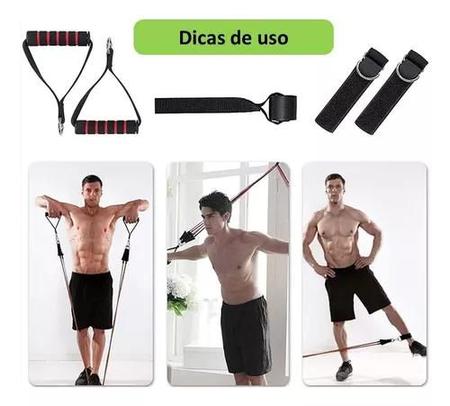 Imagem de Kit 11 Elástico E 5 Mini Band Exercícios Treino Musculação Pilates