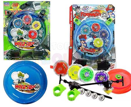 KIT BEYBLADE TORNADO COM LUZ LANÇADOR E ARENA LIANFA TOYS