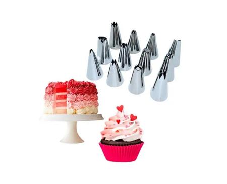 Bicos De Confeitar Jogo Inox 13 Peças Adaptador bolos cupcakes kit - CARDAD  - Bicos de Confeitar - Magazine Luiza