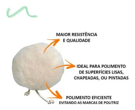 Imagem de Kit 12 Boina 5 Pol 100% Lã De Carneiro Polimento Industrial